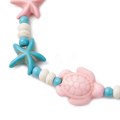 Synthetic Turquoise Beads Stretch Bracelets BJEW-JB12019-01-1