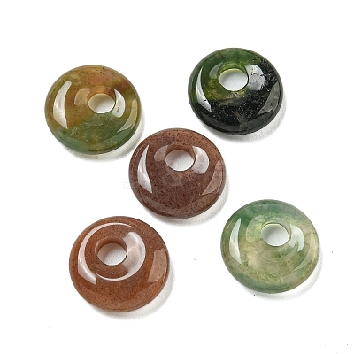 Natural Indian Agate Donut/Pi Disc Charms G-G142-02R-1