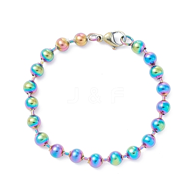 Ion Plating(IP) 304 Stainless Steel Ball Chain Bracelets BJEW-G628-09M-1