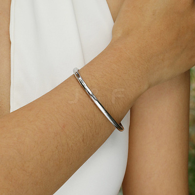 Non-Tarnish 304 Stainless Steel Smooth Hinged Bangles LS-BJEW-Q772-01P-1