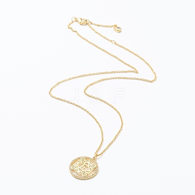 Brass Micro Pave Clear Cubic Zirconia Pendant Necklaces NJEW-J059-01E-1