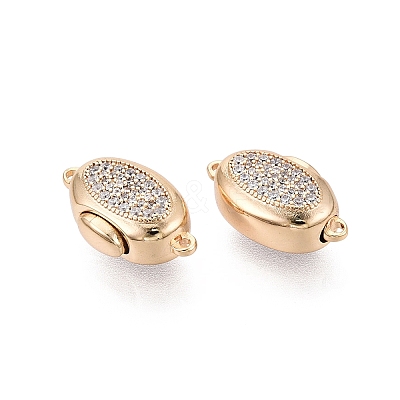 Brass Micro Pave Clear Cubic Zirconia Box Clasps KK-Q074-06G-1