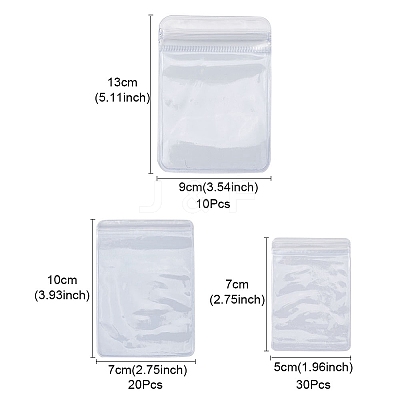60Pcs 3 Sizes Rectangle PVC Resealable Packaging Bags OPP-YW0001-02-1