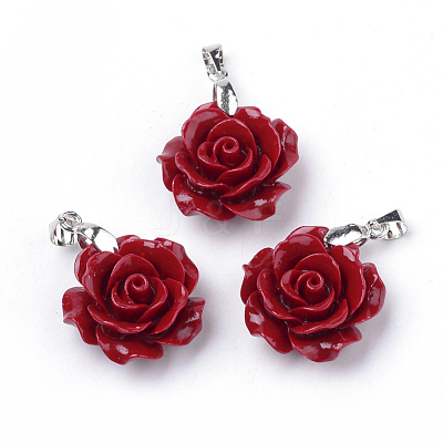Dyed Synthetic Coral Pendants X-CORA-S023-17-1