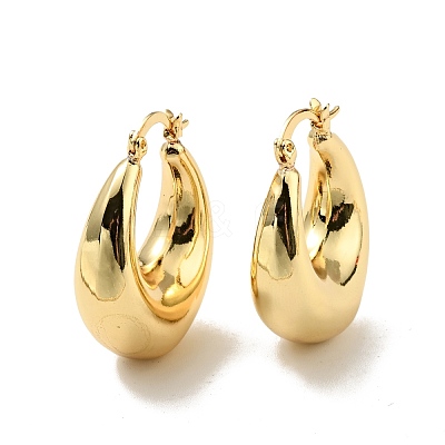 Rack Plating Brass Chunky Hoop Earrings for Women EJEW-G288-35B-G-1