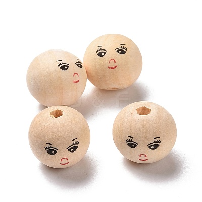 Printed Wood European Beads WOOD-C001-03B-03-1