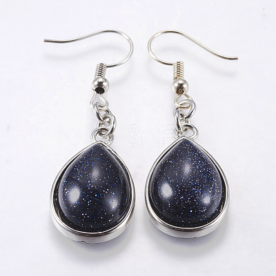 Natural & Synthetic Mixed Stone Dangle Earrings EJEW-P143-A-1