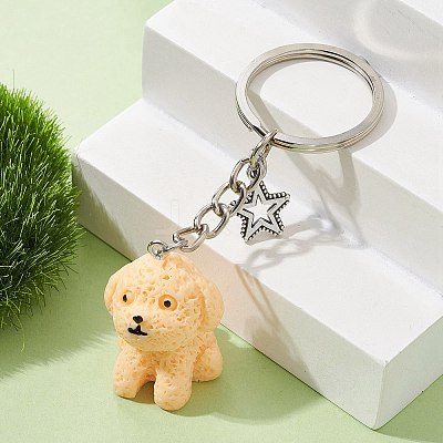 Resin Dog Pendant Keychain KEYC-JKC00564-03-1