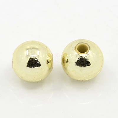 Plating Plastic Acrylic Round Beads PACR-L003-6mm-LG-1
