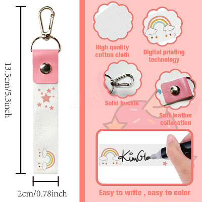 PU Leather & Cotton Name Marker Keychain AJEW-WH0514-011-1