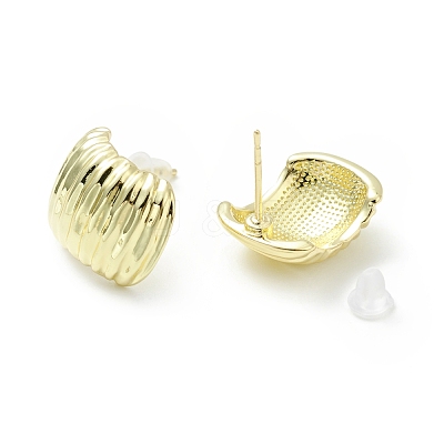 Alloy Curved Rectangle Stud Earrings with 925 Sterling Silver Pins for Women EJEW-G310-07G-1