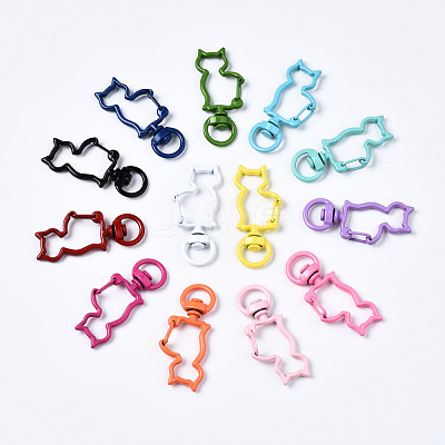Spray Painted Eco-Friendly Alloy Swivel Snap Hooks Clasps PALLOY-T080-16-NR-1