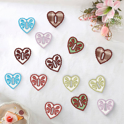 14Pcs 2 Bags Heart Polyester Embroidery Sew On Patches PATC-CY0001-74-1