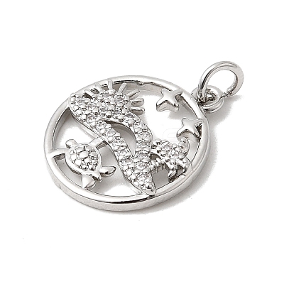 Brass Micro Pave Cubic Zirconia Pendants KK-P343-01C-P-1