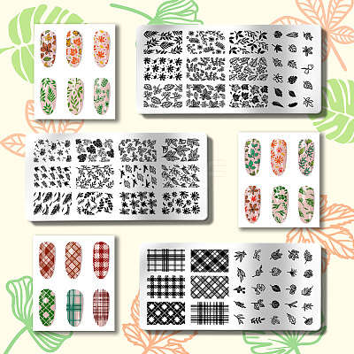 Stainless Steel DIY Nail Art Templates MRMJ-WH0092-005-1