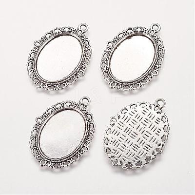 Zinc Alloy Pendant Settings for Cabochon & Rhinestone X-PALLOY-A15257-AS-FF-1