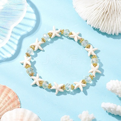 Synthetic Turquoise Beads Stretch Bracelets for Women BJEW-JB11574-03-1