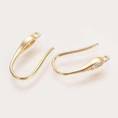 Brass Cubic Zirconia Earring Hooks KK-S336-41G-1