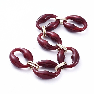 Handmade Imitation Gemstone Style Acrylic Oval Link Chains AJEW-JB00625-03-1