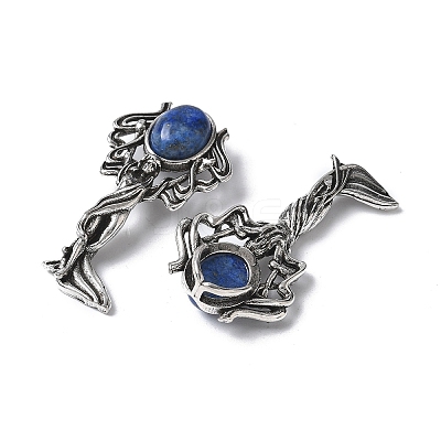 Angel Brass Natural Lapis Lazuli Pendants KK-D361-02AS-16-1