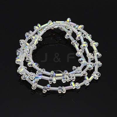 2 Hole Electroplate Glass Oval Bead Strands EGLA-J074-FR05-1