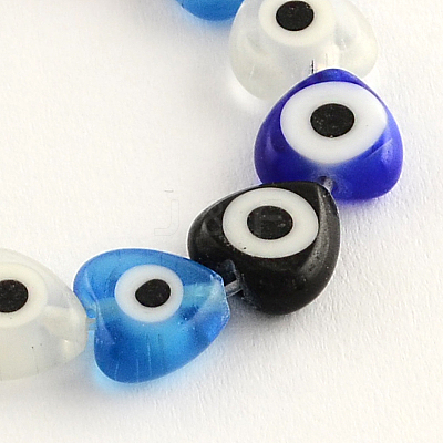 Heart Handmade Evil Eye Lampwork Beads Strands LAMP-R116-01-1