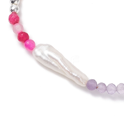 Natural Baroque Pearl Keshi Pearl Beaded Bracelets BJEW-JB12555-1