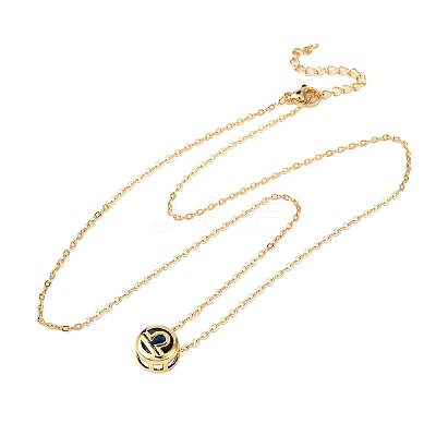 Brass Pave Cubic Zirconia Birth Stone Constellation Pendant Cable Chain Necklaces LS-NJEW-D334-01G-10-1