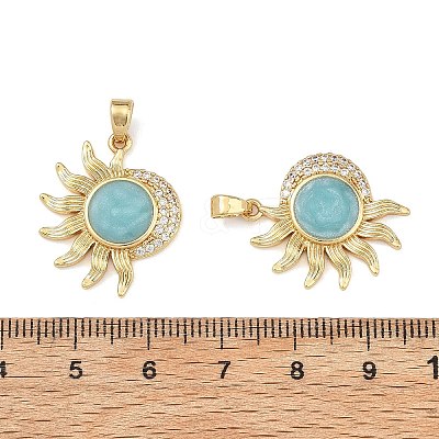 Brass Micro Pave Clear Cubic Zirconia Pendants CU-T001-09G-C-1