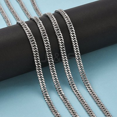 Tarnish Resistant Men's Jewelry Making 304 Stainless Steel Double Link Curb Chains CHS-A003C-1.2mm-1