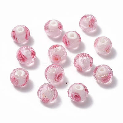 Handmade Silver Foil Glass Lampwork Beads Strands LAMP-R141-8mm-14-1