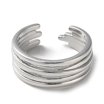 Rack Plating Brass Criss Cross Open Cuff Rings RJEW-K249-03P-1