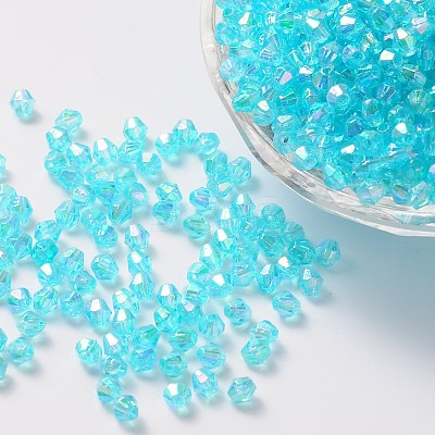 Bicone AB Color Plated Eco-Friendly Transparent Acrylic Beads TACR-A003-4mm-25-1