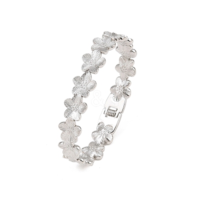 304 Stainless Steel Flower Hinged Cuff Bangles for Women SA-CBA45D5-27P-1