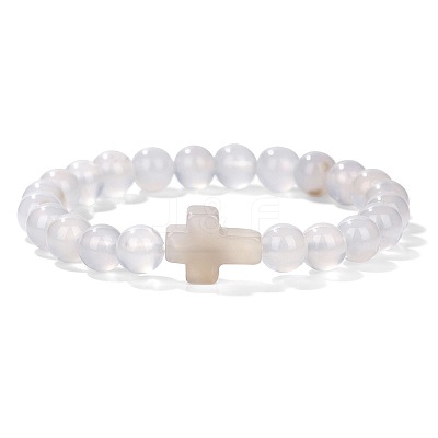 Natural Agate Round Beads Stretch Bracelets YG0612-19-1