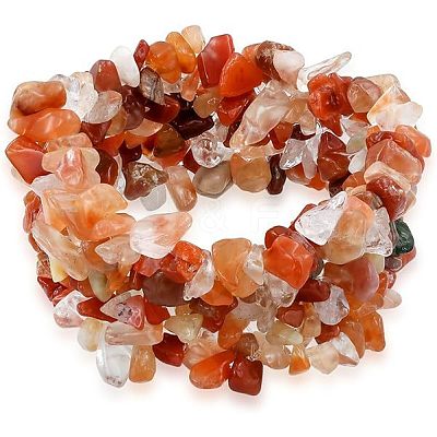 3Pcs Natural Agate Chip Beaded Stretch Bracelets for Men Women FS-WG1496E-01-1
