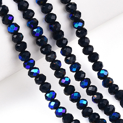 Electroplate Opaque Solid Color Glass Beads Strands EGLA-A034-P1mm-L22-1