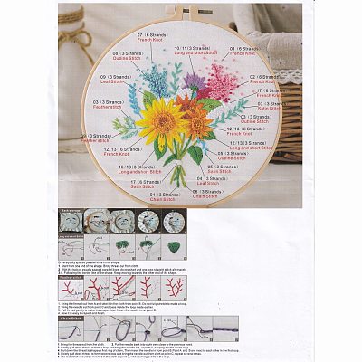 DIY Bouquet Pattern Embroidery Kit DIY-O021-15B-1