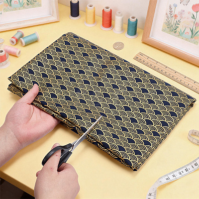 Fish Scales Pattern Japanese-style Cotton Fabric DIY-WH0579-98A-1