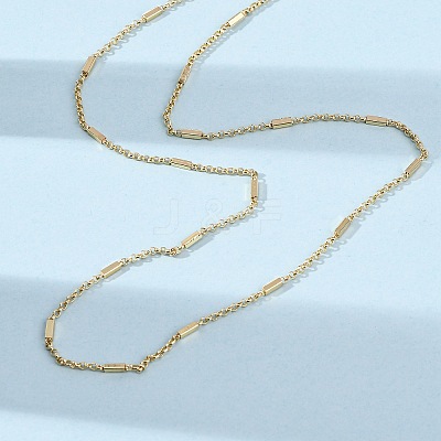 Brass Cuboid Link Rolo Chain Necklaces MAK-L045-02G-1