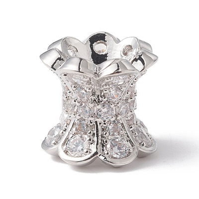 Eco-Friendly Rack Plating Brass Micro Pave Cubic Zirconia Double Sided Bead Caps KK-F835-25B-P-1
