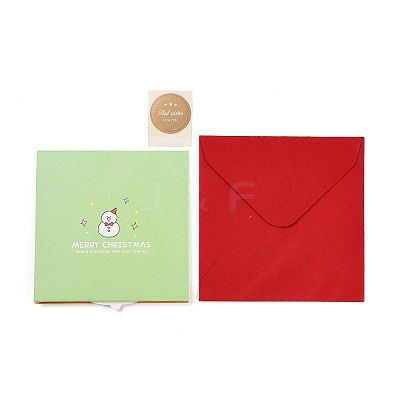 Square 3D Pop Up Paper Greeting Card AJEW-P123-A06-1
