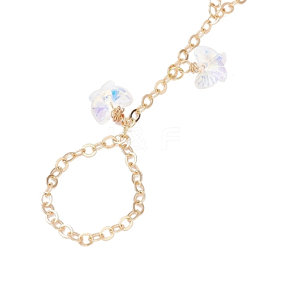 Electroplate Glass Butterfly Charms Finger Ring Bracelet for Women BJEW-JB11770-1