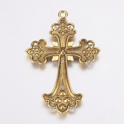 Alloy Rhinestone Cross Big Pendants ALRI-1475-AG-RS-1