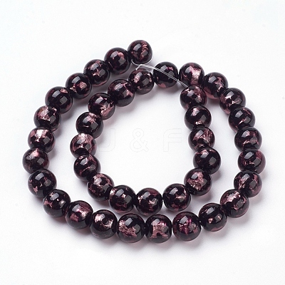 Handmade Silver Foil Lampwork Beads Strands FOIL-L016-A07-1