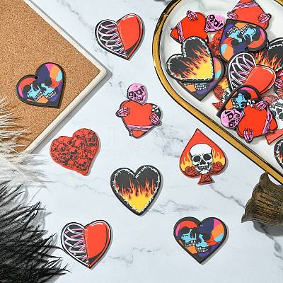 30Pcs 6 Styles Opaque Printed Acrylic Pendants MACR-CJ0002-12-1