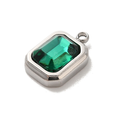 304 Stainless Steel Glass Pendants STAS-L022-062P-04-1