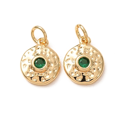 Brass Micro Pave Cubic Zirconia Charms CU-K002-41G-C-1