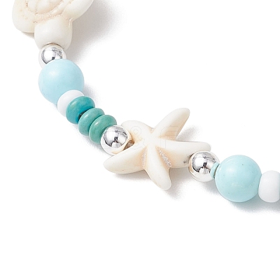 Dyed Synthetic Turquoise & Natural Howlite Beads Bracelets for Women BJEW-JB11794-01-1