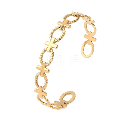 304 Stainless Steel Cuff Bangles for Women BJEW-G749-02G-1
